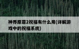 神界原罪2祝福有什么用，詳解游戲中的祝福系統