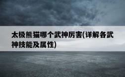 太極熊貓哪個武神厲害，詳解各武神技能及屬性