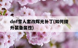 dnf雪人套改輝光補丁，如何提升裝備屬性