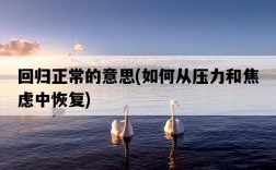 回歸正常的意思，如何從壓力和焦慮中恢復
