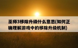 巫師3移除升級什么意思，如何正確理解游戲中的移除升級機制