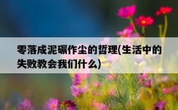 零落成泥碾作塵的哲理，生活中的失敗教會我們什么