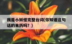 我是小妖怪完整臺詞，你知道這句話的來歷嗎？