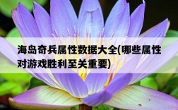 海島奇兵屬性數據大全，哪些屬性對游戲勝利至關重要