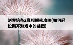 刺客信條2真相解密攻略，如何輕松揭開游戲中的謎團