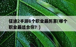 征途2手游8個職業最厲害，哪個職業最適合你？