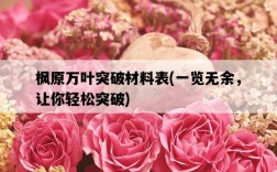 楓原萬葉突破材料表，一覽無余，讓你輕松突破