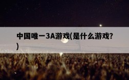 中國唯一3A游戲，是什么游戲？