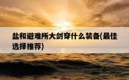 鹽和避難所大劍穿什么裝備，最佳選擇推薦