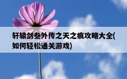 軒轅劍叁外傳之天之痕攻略大全，如何輕松通關游戲