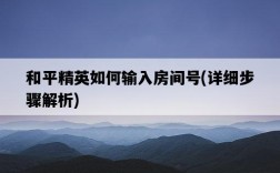 和平精英如何輸入房間號，詳細步驟解析