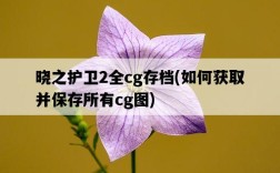 曉之護衛2全cg存檔，如何獲取并保存所有cg圖