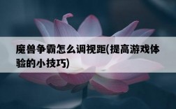 魔獸爭霸怎么調視距，提高游戲體驗的小技巧