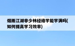 煙雨江湖非少林經絡學能學滿嗎，如何提高學習效率