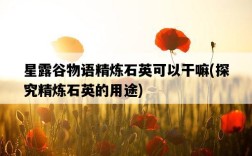 星露谷物語精煉石英可以干嘛，探究精煉石英的用途