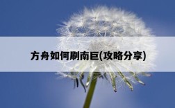 方舟如何刷南巨，攻略分享