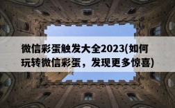 微信彩蛋觸發大全2023，如何玩轉微信彩蛋，發現更多驚喜