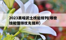 2023黑暗武士技能排列，哪些技能值得優先提升