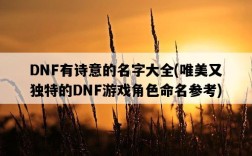 DNF有詩意的名字大全，唯美又獨特的DNF游戲角色命名參考