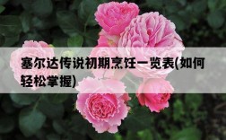 塞爾達傳說初期烹飪一覽表，如何輕松掌握