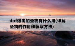dnf爆出的圣物有什么用,詳解圣物的作用和獲取方法