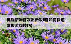 英雄薩姆首次出擊攻略，如何快速掌握游戲技巧