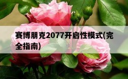 賽博朋克2077開啟性模式，完全指南