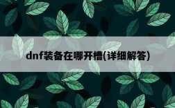 dnf裝備在哪開槽，詳細解答