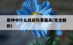 原神中什么反應傷害最高，完全解析