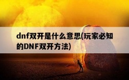 dnf雙開是什么意思，玩家必知的DNF雙開方法