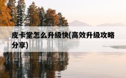 皮卡堂怎么升級快，高效升級攻略分享