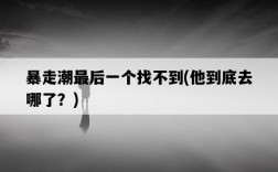 暴走潮最后一個找不到，他到底去哪了？