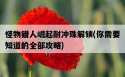 怪物獵人崛起耐沖珠解鎖，你需要知道的全部攻略