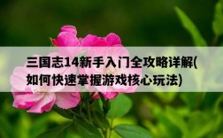 三國志14新手入門全攻略詳解，如何快速掌握游戲核心玩法