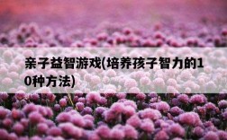 親子益智游戲，培養孩子智力的10種方法