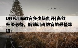 DNF訓練教官多少級能開，高效升級必備，解鎖訓練教官的最佳等級