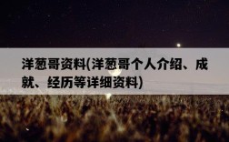 洋蔥哥資料，洋蔥哥個人介紹、成就、經歷等詳細資料