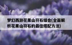 夢幻西游花果山符石組合，全面解析花果山符石的最佳搭配方法
