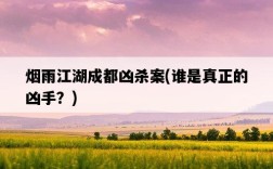 煙雨江湖成都兇殺案，誰是真正的兇手？