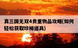真三國無雙4貴重物品攻略，如何輕松獲取珍稀道具