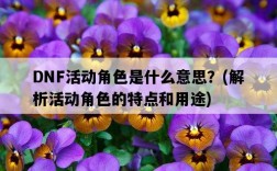 DNF活動角色是什么意思？，解析活動角色的特點和用途