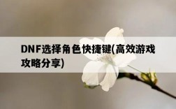 DNF選擇角色快捷鍵，高效游戲攻略分享