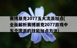 賽博朋克2077五大流派加點，全面解析賽博朋克2077游戲中五個流派的技能加點方法