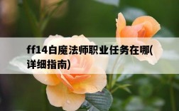 ff14白魔法師職業任務在哪，詳細指南