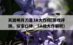 天涯明月刀是3A大作嗎，游戲評測、玩家口碑、3A級大作解析