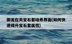 御龍在天寶石套培養界面，如何快速提升寶石套屬性