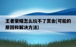 王者榮耀怎么玩不了賞金，可能的原因和解決方法