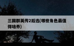三國群英傳2后選，哪些角色最值得培養