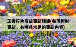 王者碎片商店更新規律，每周何時更新，有哪些常見的更新內容