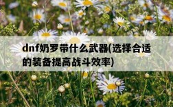 dnf奶羅帶什么武器，選擇合適的裝備提高戰斗效率